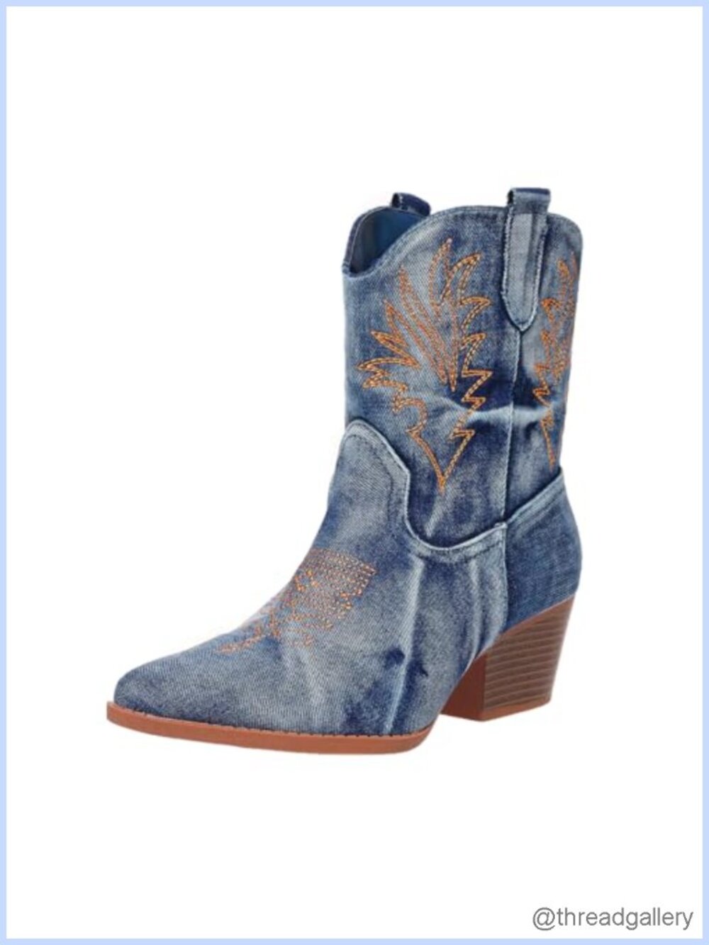 Faux Suede Western Ankle Booties Block Heel Pointed Toe Cowgirl Boots